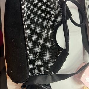 Black Crystal-Embellished Shoulder Bag